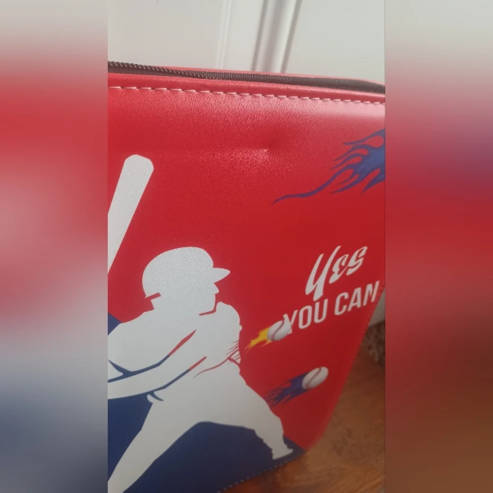 Baseball Themed Trading Card Holder Binder - Red and Blue